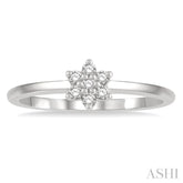 1/8 Ctw Floral Motif Single Cut Diamond Petite Fashion Ring in 10K White Gold